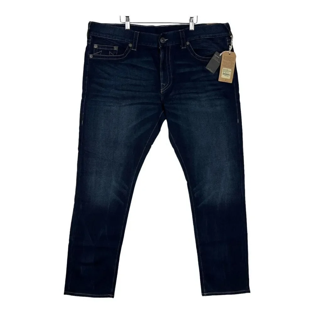 New True Religion Geno Men Denim Blue Jeans Relaxed Slim Deep Shadow US 42 - Picture 3 of 11